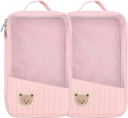 Miniatura 14 de Bolsas organizadoras para pañales para bebé, paquete de 2 bolsas impermeables para colgar pañales, bolsa de malla de oso de conejo, reutilizable