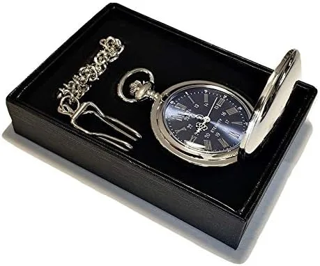 Miniatura 10 de 1 reloj de bolsillo personalizado, regalo grabado de estilo vintage. Caja incluida, cadena de acero inoxidable y grabado incluidos, padrinos de Oro