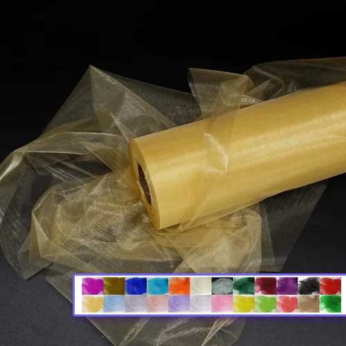 Miniatura 22 de Rollos de tela de tul de organza, organza cristal de 12" por 50 yardas (150 pies), carrete de malla de nailon transparente sedoso y brillante