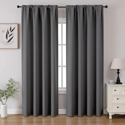 Miniatura 59 de CUCRAF - Cortinas opacas beige de 45 pulgadas, juego de 2 paneles con bolsillo para barra, cortinas para oscurecer dormitorios y sala de estar