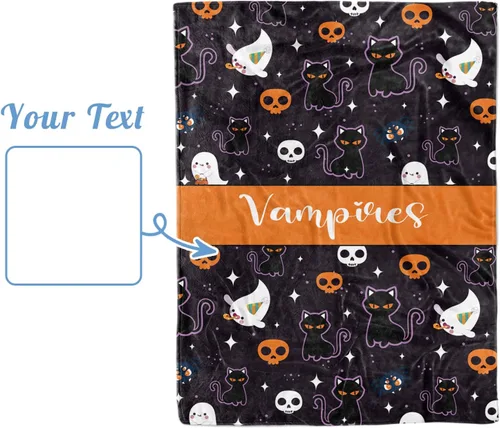 Miniatura 9 de Manta de bebé personalizada de Halloween, manta con nombre personalizado para niños pequeños, franela suave con respaldo de puntos de doble capa
