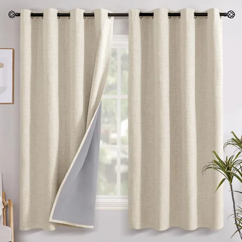Miniatura 47 de YoungsTex Cortinas opacas de lino gris para dormitorio, 38 x 45 pulgadas, cortinas texturizadas con bloqueo de calor y luz completa, persianas