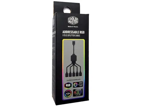 Miniatura 4 de Cooler Master Cable divisor ARGB de 1 a 5 V / 5 V - Compatible con RGB direccionable de 3 pines - Cable de sincronización LED para soporte