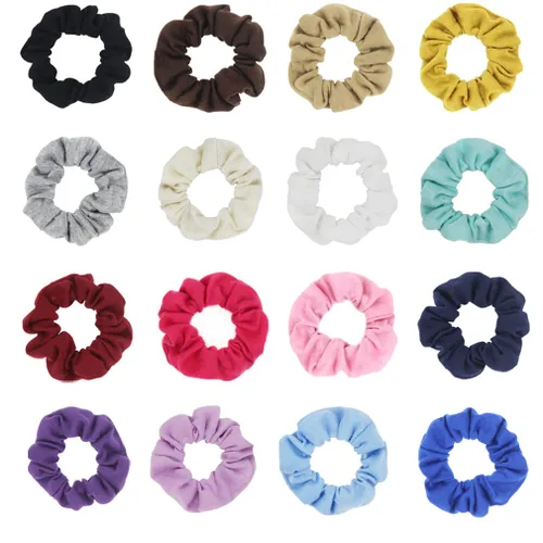 Miniatura 6 de Coleteros de algodón para el cabello, de un solo jersey, color sólido, ligas elásticas para el cabello para mujer, accesorios (beige)