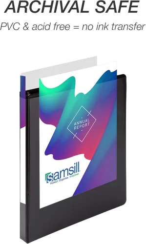 Miniatura 6 de Samsill Carpeta duradera de 0.5 pulgadas, fabricada en los Estados Unidos, carpeta transparente personalizable con anillos redondos, color negro