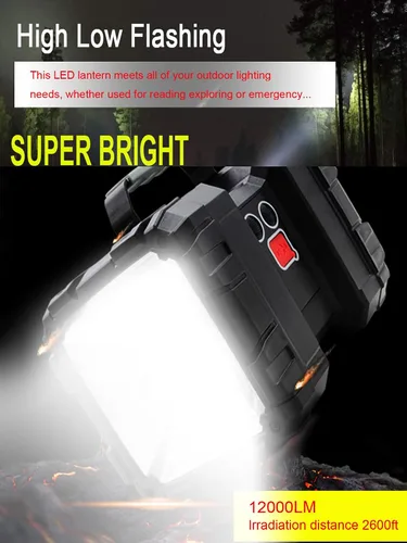 Miniatura 4 de SUYOOULIN Linterna recargable, linterna LED de 10000 mAh, 12000 lúmenes, 20 h, espera ultra larga, 3+4 modos de luces, linterna de campamento