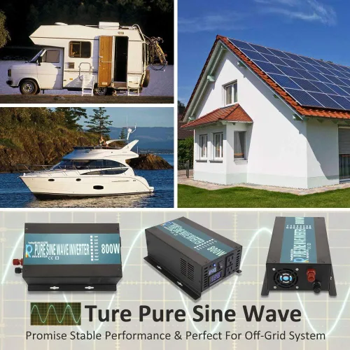 Miniatura 8 de WZRELB Inversor de onda sinusoidal pura de corriente alterna para uso fuera de la red de 800W 24Vdc a 120Vac 60Hz, convertidor de potencia con tomas
