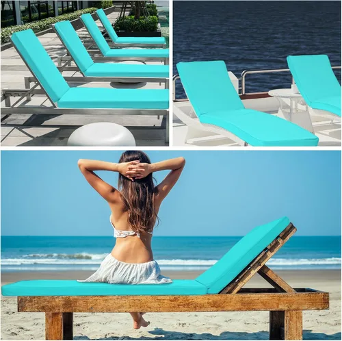 Miniatura 7 de Ganeen Funda de cojín impermeable para silla de salón para exteriores, funda de repuesto para silla de descanso con lazos de cremallera para patio