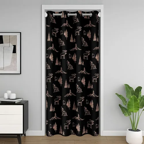 Miniatura 11 de Erosebridal Cortinas opacas de hojas para ventana de puerta, cortinas opacas de hojas blancas y negras, cortina de puerta de hojas, plantas Hojas