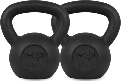 Miniatura 12 de Yes4All Pesa rusa de hierro fundido, pesas rusas para entrenamiento de fuerza 5-80 libras (5, 10, 15, 20, 25, 30, 35, 40, 45, 50, 60, 70, 80 libras)