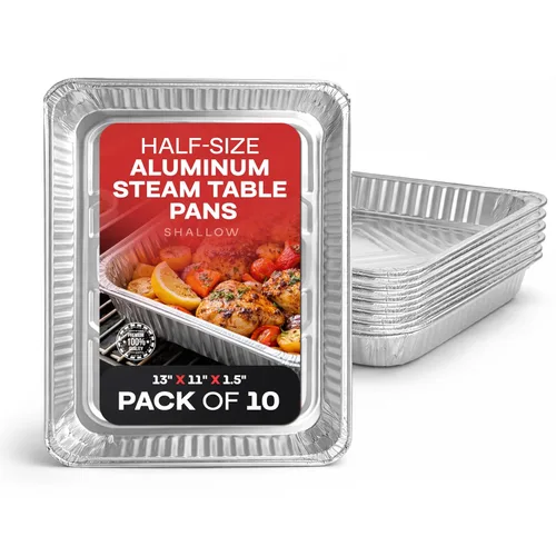 Miniatura 17 de IDL Packaging Sartenes de aluminio de tamaño medio con tapas, tamaño mediano, 13 x 11 x 2 pulgadas (paquete de 10) - Sartén desechable de aluminio