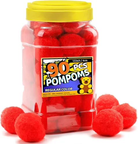 Miniatura 16 de Bundooraking Pompones, 1.5 pulgadas (4cm), 90 piezas bolas grandes multicolor a granel para artes y manualidades, pompones suaves y esponjosos