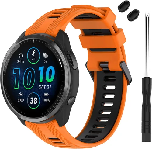 Miniatura 11 de Correa compatible con reloj Garmin Forerunner 965 – Correa de repuesto de silicona suave para reloj inteligente 965 para mujeres y hombres