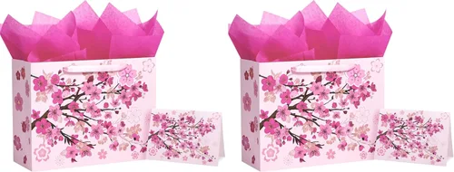 Miniatura 14 de WRAPAHOLIC Bolsa grande de regalo de cumpleaños para mamá de 13 pulgadas con tarjeta y papel de seda, elegante diseño floral con diseño de feliz