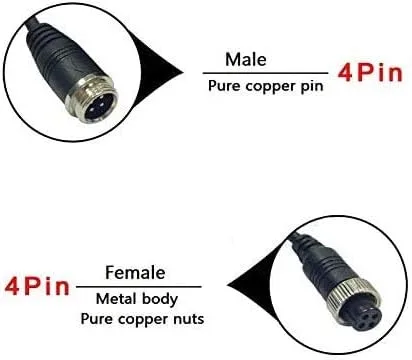 Miniatura 3 de Cable de extensión de aviación de 4 pines para cámara de respaldo con cable/cámara de visión trasera CCTV, camión, remolque, autocaravana, autobús