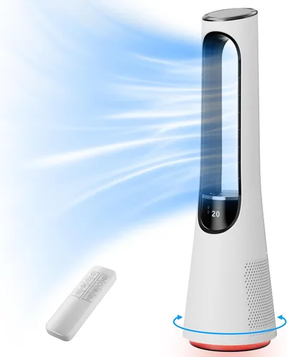 Miniatura 8 de Uthfy 38 Inch Bladeless Tower Fan, 120° Oscillation Quiet Standing Fans, 20 Speeds & 4 Modes, Ambient Light, Remote Control, 12H Timer, Ideal for