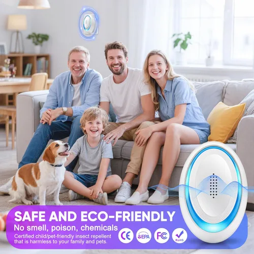 Miniatura 2 de Repelente ultrasónico de plagas para interiores, repelente de ratones para cucarachas, roedores, ratones, mosquitos, ratones, arañas, hormigas