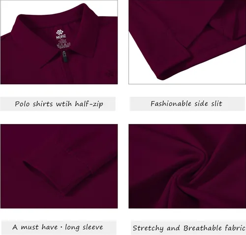 Miniatura 6 de JINSHI Polo de golf para mujer, de manga larga, con cremallera, deportiva, de secado rápido, atlética, casual, ajustada