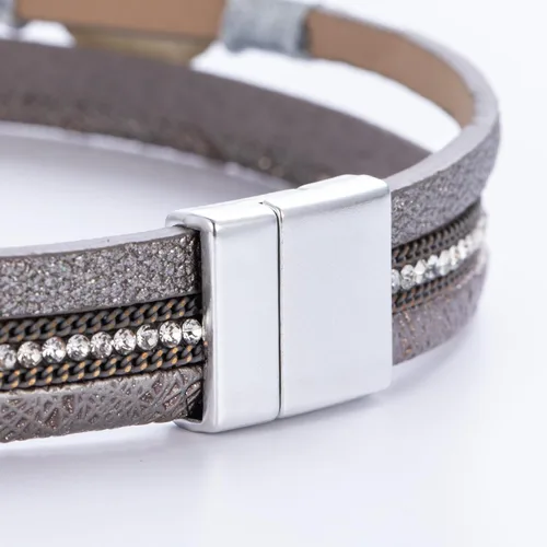 Miniatura 198 de FANCY SHINY - Pulsera de cuero estilo bohemio, pulsera de cuentas de cristal con cierre magnético, regalos de joyería para mujer