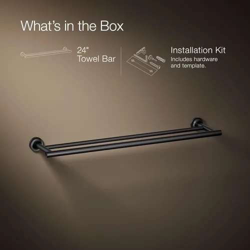 Miniatura 9 de Kohler 14375-BL Purist® - Toallero doble de 24 pulgadas, negro mate