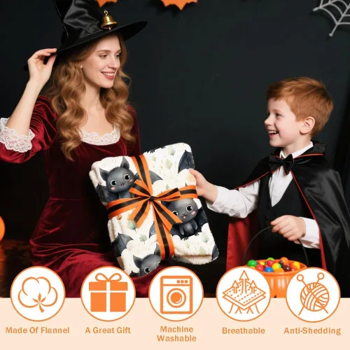 Miniatura 6 de Manta de murciélago de Halloween para bebé, regalo súper suave, manta acogedora para recién nacido, manta de recepción para bebé, manta para cuna