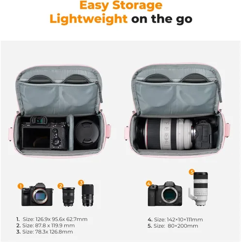 Miniatura 2 de K&F CONCEPT Bandolera de Cámara Bolso Cruzado Pequeño para Cámara DSLR/SLR/Linda Bolsos de Hombro Compactos para Fotógrafos 02-rosa