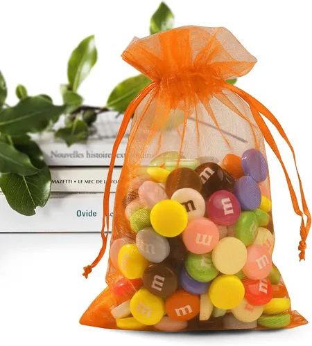 Miniatura 11 de ANZNKU Paquete de 50 bolsas de organza pequeñas de 4 x 6 pulgadas, bolsa de regalo, bolsa de malla transparente, bolsas de regalo blancas con Blanco