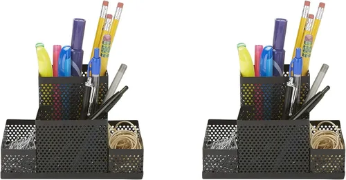 Mind Reader Organizador de escritorio [4 compartimentos, 2 piezas el mismo juego] - Organizador de almacenamiento de suministros y accesorios para
