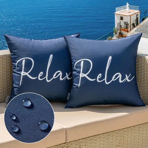 Miniatura 10 de MIULEE Juego de 2 fundas de almohada impermeables para exteriores, fundas de almohada cuadradas decorativas para exteriores, para silla, patio, Rojo
