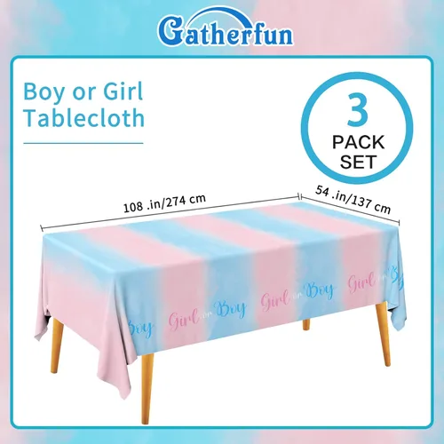 Miniatura 2 de Gatherfun Suministros para Fiesta de Revelación de Género Mantel Desechable de Plástico Impermeable Cubierta de Mesa para Fiesta de Revelación