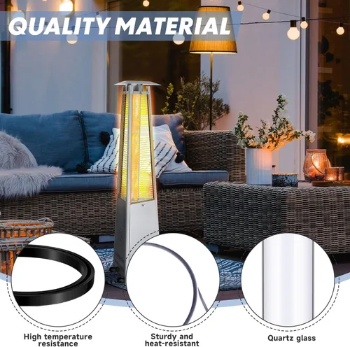 Miniatura 3 de VIHOSE 1 pieza de repuesto para calentador de patio, tubo de vidrio de cuarzo de 49.5 x 4 pulgadas con anillo de conexión de silicona, repuesto
