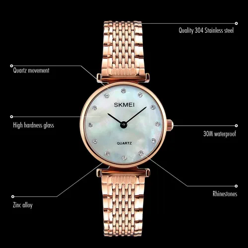 Miniatura 6 de SKMEI - Reloj de pulsera para mujer impermeable analógico de cuarzo para mujer