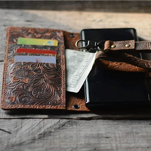 Miniatura 3 de JJNUSA Funda de cuero hecha a mano estilo libro retro para Samsung Galaxy Note 10 6.3 pulgadas Flip Cover