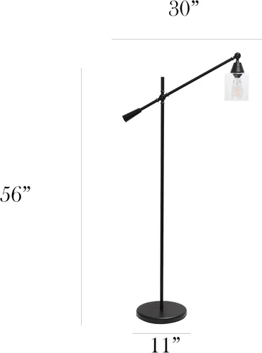 Miniatura 3 de Elegant Designs LF1030-BLK Lámpara de pie con pantalla de vidrio con brazo pivotante, color negro