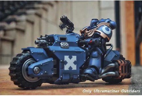 Miniatura 6 de YIZRIO JoyToy Warhammer 40K Figura de acción 1:18 Ultramarines Moto Outriders Modelo de Vehículo Juguete a juego
