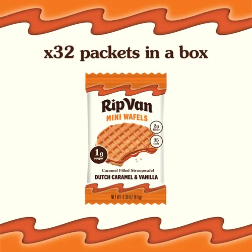 Miniatura 4 de Rip Van Wafels Mini Stroopwafels holandeses de caramelo, bocadillos bajos en carbohidratos, bocadillos keto, sin OMG, bocadillos para la oficina