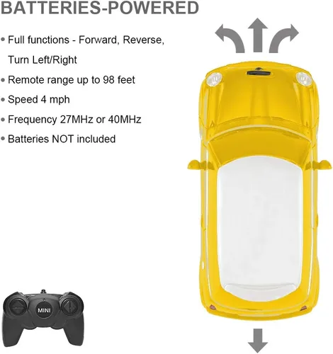 Miniatura 6 de RASTAR Modelo Mini Cooper, 1:24 RC Cars Toy Mini Cooper Control Remoto Auto RC Mini Cooper Car Toy para niños, amarillo