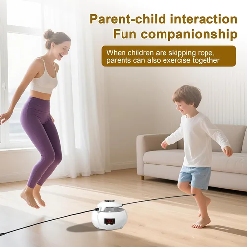 Miniatura 3 de Máquina de cuerda de saltar inteligente manos libres, cuerda de saltar automática para niños y adultos, 10 niveles de velocidad, contador LCD