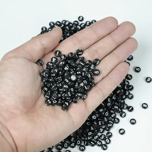 Miniatura 3 de 1000 cuentas numéricas redondas y blancas de 0-9 cuentas mixtas de 0.157 x 0.276 in de plástico, cuentas sueltas para hacer joyas y pulseras