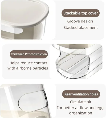 Miniatura 5 de Dispensador automático de huevos para refrigerador, organizador de huevos para refrigerador que ahorra espacio y almacenamiento con tapa, bandeja