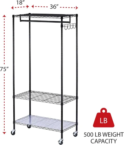 Miniatura 2 de Alera ALEGR363618BL 36 pulgadas de ancho x 18 pulgadas de profundidad x 75 pulgadas de alto 30 estantes de alambre para ropa - Negro
