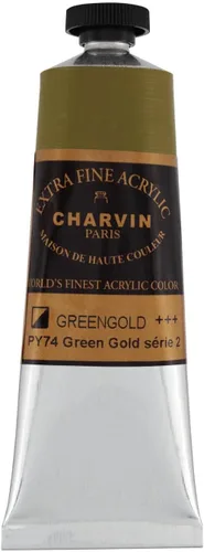 Miniatura 180 de Charvin Pintura acrílica profesional extrafina – verde absenta, tubo de 2.1 fl oz, pigmentos de triple fresado, resistente a la luz, pinturas