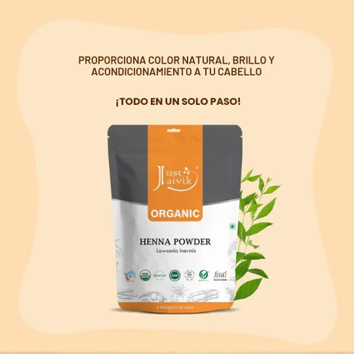 Miniatura 5 de Just Jaivik Polvo de henna (Lawsonia Inermis) para el cabello - 100% natural, certificado orgánico por la USDA por OneCert Asia, sin productos