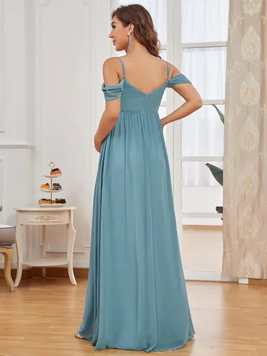 Miniatura 2 de Ever-Pretty Vestido de fiesta formal de maternidad con cuello en V y mangas cortas con tirantes delgados fruncidos 20809-EYUS