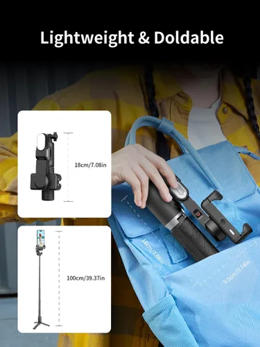 Miniatura 8 de AOCHUAN Estabilizador de cardán para Smartphone, 4 en 1 con rotación de 360° para iPhone/Android, palo para selfies y trípode con seguimiento facial