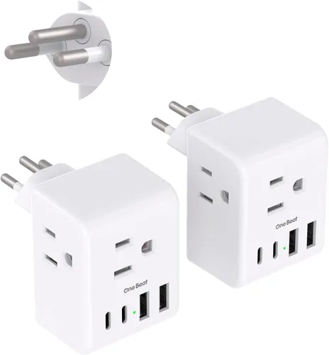 Miniatura 8 de Paquete de 2 adaptadores de enchufe de EE. UU. a Japón, adaptador de enchufe de 2 clavijas a 3 clavijas con 3 salidas de CA, 3 puertos USB