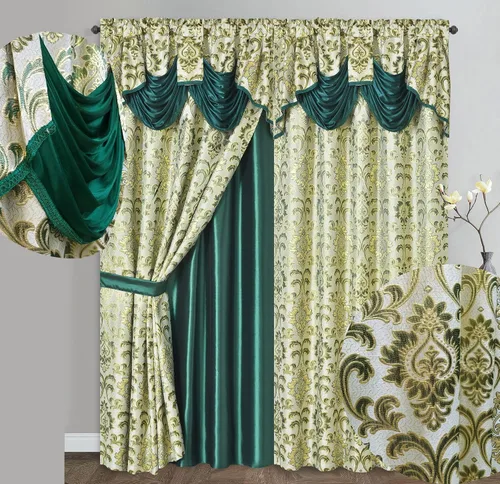 Miniatura 10 de GOHD Samba Star. Panel de cortina de ventana jacquard con cenefa elegante adjunta y respaldo de tafetán. Juego de 2 piezas. Cada pieza de 54