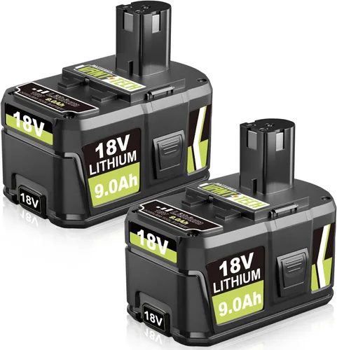 VANTTECH Paquete de 2 unidades P109 de repuesto de litio de 9.0Ah para batería Ryobi de 18 V P102 P103 P104 P105 P107 P108 P109 compatible con
