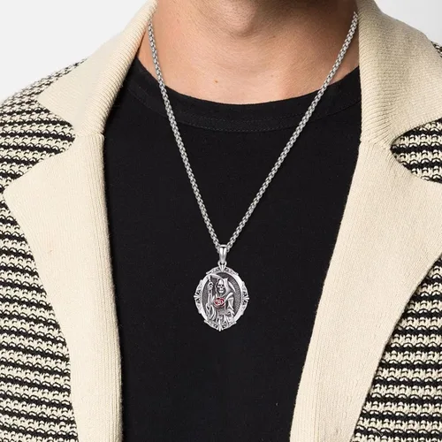 Miniatura 106 de Collar con colgante de plata de ley 925 con medalla de San Patrón, joyería religiosa para hombres y mujeres, con cadena de acero inoxidable 316L
