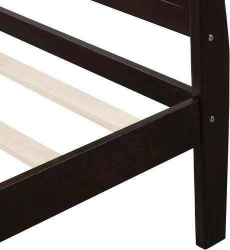 Miniatura 7 de Knocbel Base de cama de plataforma de madera con cabecera y estribo de trineo, capacidad de 200 libras, tamaño individual (espresso)